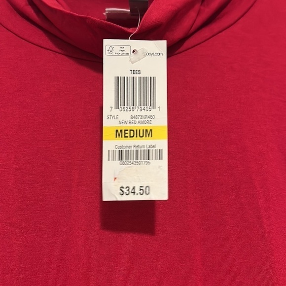 Jm Collection Red Long Sleeve Turtleneck Top, Medium - Picture 4 of 10